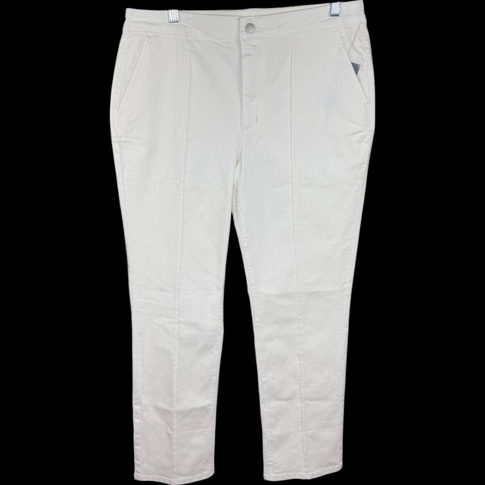 BEAUTIFUL by Lawrence Zarian Regular Pintuck Slim Straight Jean Ivory‎ 14 NWT